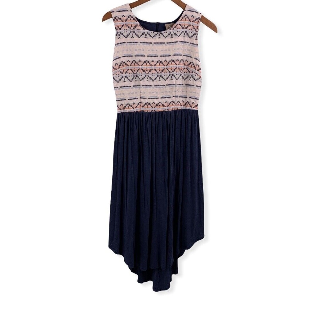 Anthropologie Dress Dolan Midi Tank Southwest Geometric Pattern Blue Skirt Small